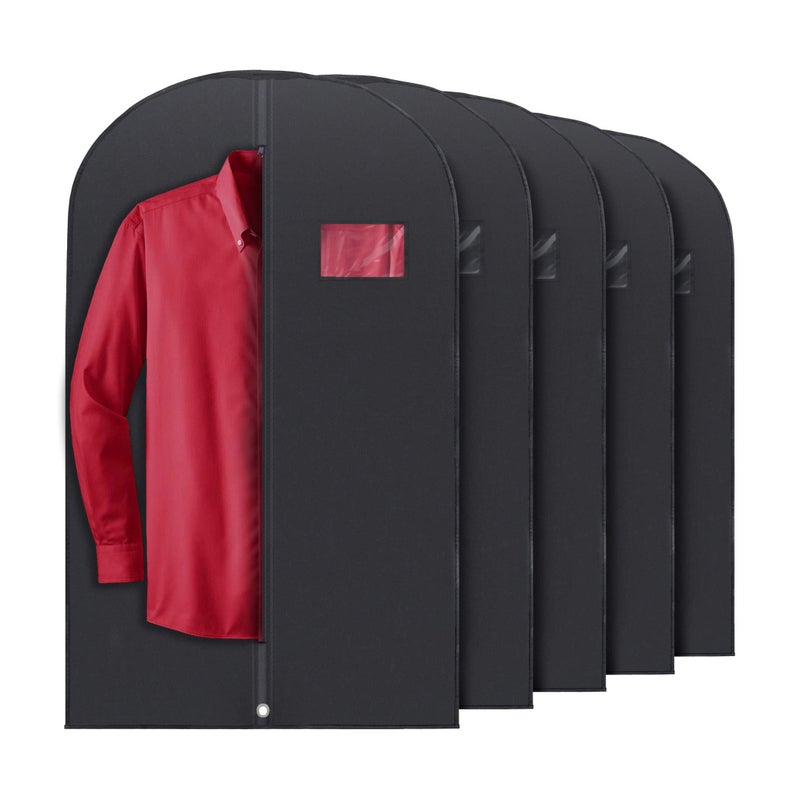 PLX 40" Black Garment Bags Suit Bag for Travel & Clothing Storage of Dresses, Shirts, Fur Coats, Jackets & Dance Costumes - Hanging Suit Cover for Men & Women Closet Storage Garment Protector - Image 1